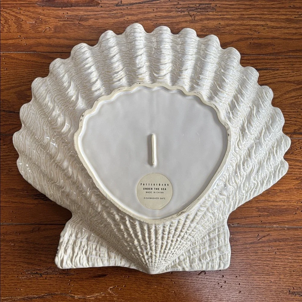 Pottery Barn Under the Sea Scallop Shell Platter Large Plate Clam Ivory 15